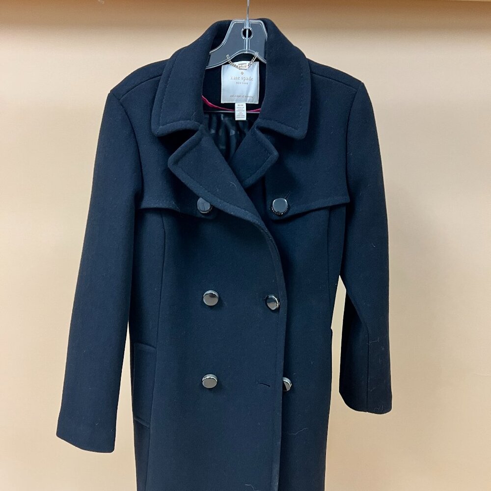 Kate Spade Black Wool Peacoat Size Medium